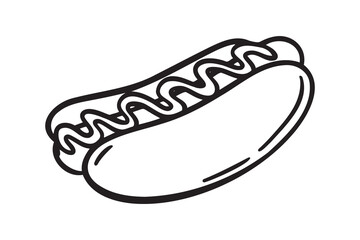 hot dog icon doodle hand drawn. Outline drawing hot dog line clipart symbol