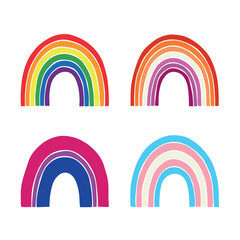 Set of colorful LGBTQ+ pride flag rainbows Gender equality and sexual identity pride flags collection LGBTQIA community pride month