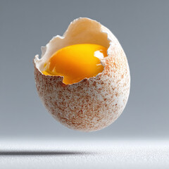 Broken Egg with Flowing Yolk Closeup