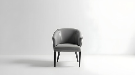 Fototapeta premium Stylish gray armchair with sleek legs against a minimalistic backdrop, perfect for modern interior decor.