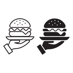 Burger service icon silhouette and outline