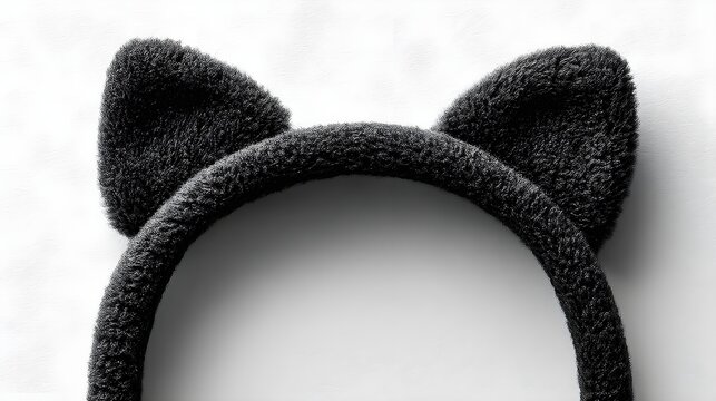 Soft black cat ear headband on a light background