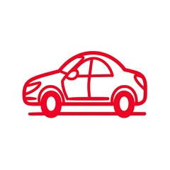 Fototapeta premium A simple red line drawing of a car