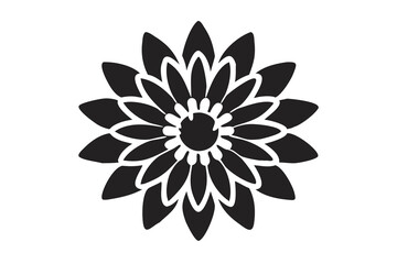 Dahlia Flower Bloom Silhouette PNG, Floral Outline Art, Botanical