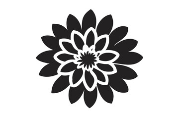 Dahlia Flower Bloom Silhouette PNG, Floral Outline Art, Botanical