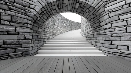 Modern Stone Archway Staircase Leading Upwards Architectural Design Abstract Background