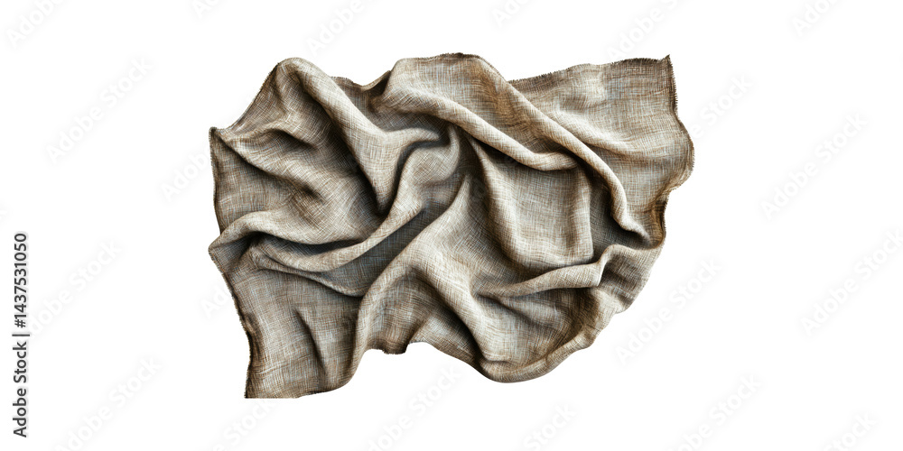 Poster wrinkled burlap fabric. rustic texture and material design isolated on transparent background