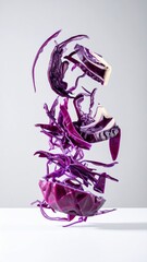 Firefly Minimalist Scene of Floating Chopped Red Cabbage 