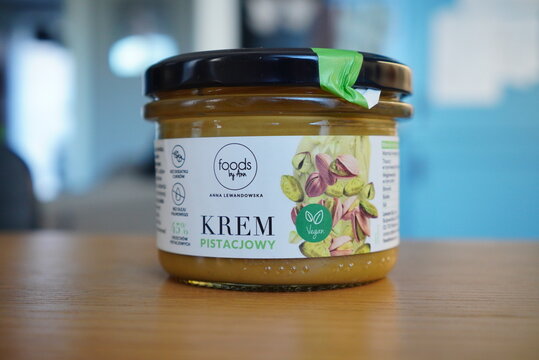 Polish Food By Ann brand pistachio cream in a jar with proteins. 
