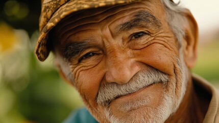 Portrait senior man outdoor friendly expression