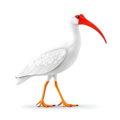 Obraz premium A white bird with long legs, orange beak, and red eye