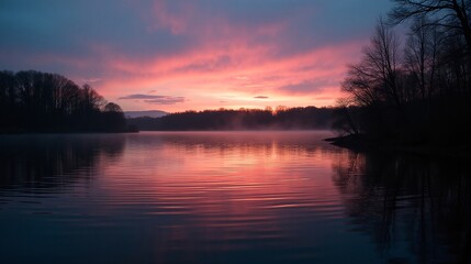Obraz premium Evening Peace: Nature's Reflections in Silence