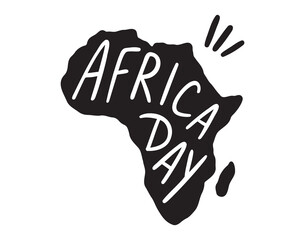 Africa Day lettering doodle hand drawn text. Africa Day