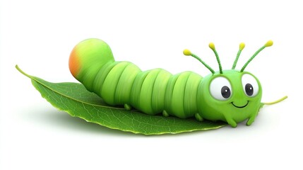 Cartoon caterpillar on a leaf