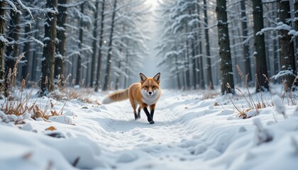red fox in the snow
