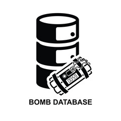 Bomb database icon. Cyber attacks icon isolated on background vector illustration.