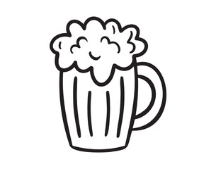 beer mug icon doodle hand drawn. outline line drawing clipart symbol