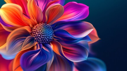 Obraz premium Vibrant Colorful Dahlia Close Up Digital Art