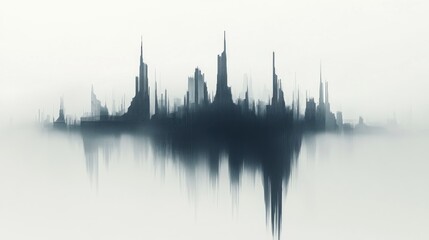 Naklejka premium Abstract city skyline reflected in a hazy atmosphere