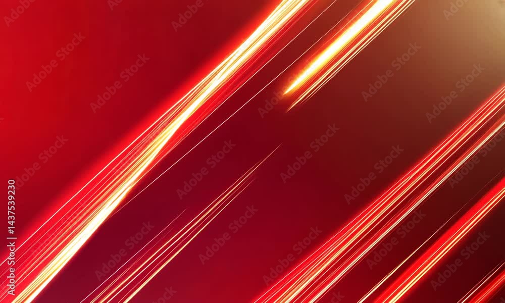 Poster crimson velocity: abstract background of accelerating golden light streaks on deep red gradient, vis