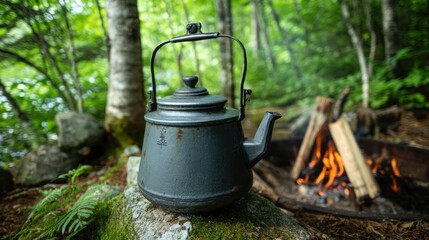 Outdoor Kettle by Campfire