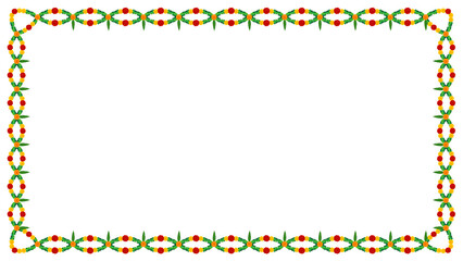 Obraz premium Mango leaf & Marigold floral frame illustration wedding and festive decoration, Diwali, wedding and Indian Holidays border on transparent background