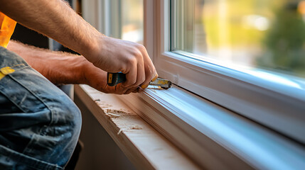 Obraz premium Window Installation or Repair by a Handyman