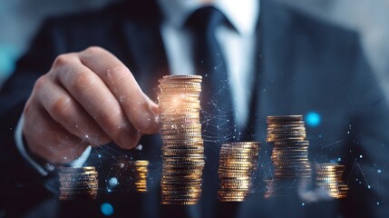 finance and banking ideas. Male executive with experience in global banking, stock and mutual fund investing, and retirement planning. Business strategy, networking, and blockchain