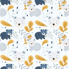 Cute Bear Seamless Pattern