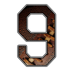 American Football Number 9 Sports Font Design  Varsity Athletic Clipart