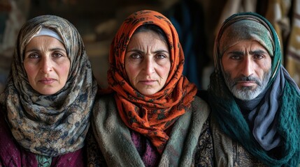 Fototapeta premium Three women, serious expressions