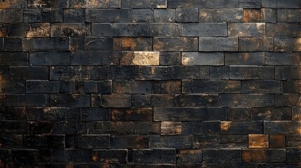 Dark rustic brick wall, with black and brown color variations. Great background for design projects needing texture and raw feel.