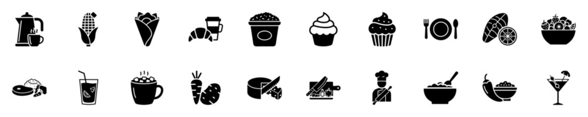Restaurant Menu Icons Pack - Drinks, Desserts, Meals, and Cooking Tools