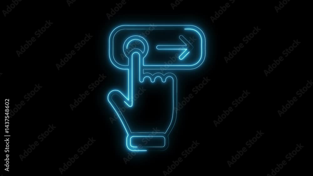 Poster neon swipe animation revealing user interface element for mobile technology application with black b