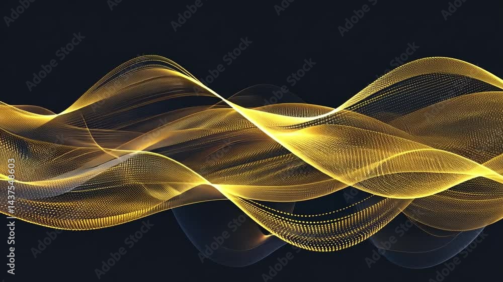 Poster dynamic abstract wave design golden lines on dark background evoking movement and energy with fluid 