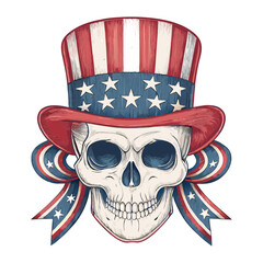 Patriotic American Flag Skull – Bold USA Symbolic Artwork