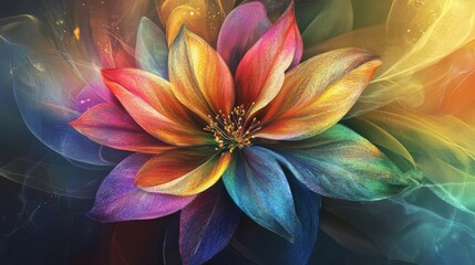 Fototapeta premium Vibrant Colorful Fantasy Flower with Glowing Petals