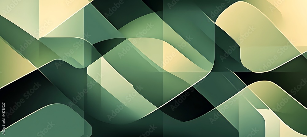 Poster bold green geometric squares with smooth lines and a dynamic background for creative design explorat