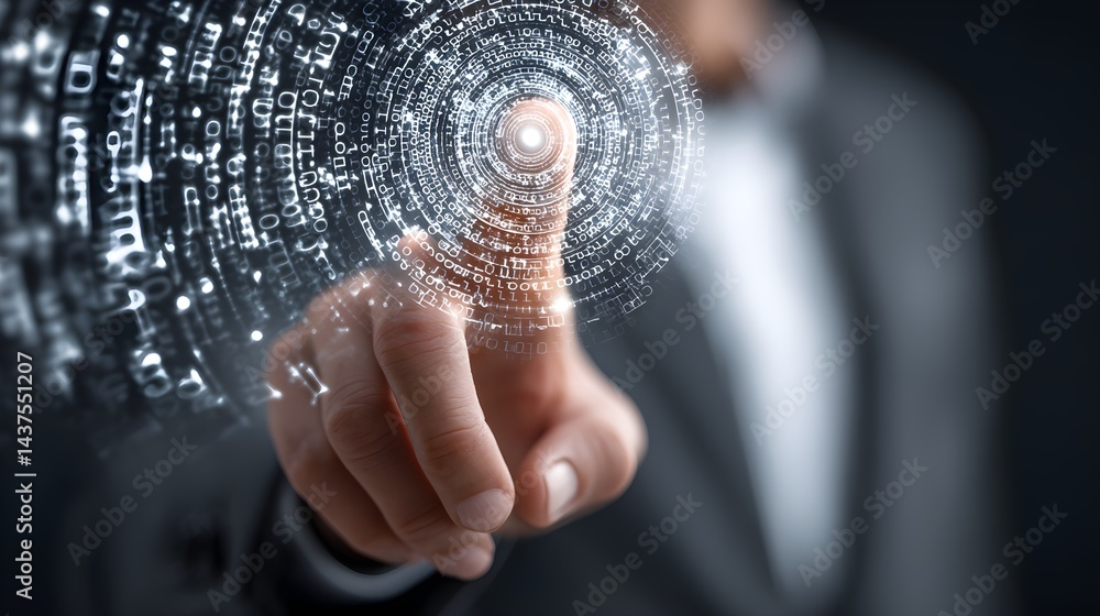 Poster businessman shows virtual graphic global internet connect chatbots using ai, artificial intelligence