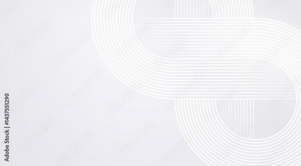 Poster lines white circular geometric pattern on gray background. futuristic tech background, abstract stri