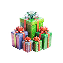 Fototapeta premium Christmas colorful gift boxes, Christmas day special, isolated on transparent background