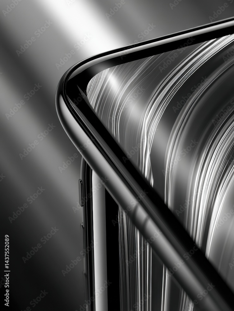 Poster Zoomed Detail of Edge Screen Curves With Ambient Reflection Showcasing Sleek Design and Surface Texture