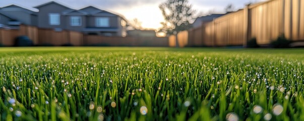 Dew-kissed Lawn in the Backyard