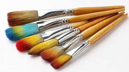 Fototapeta premium Set of Artist Paint Brushes Fanned Out with Clean Bristles