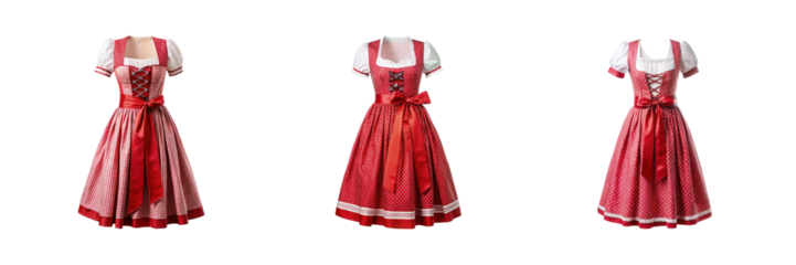 Game cast women's German dirndl dress set of against a Transparent background