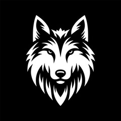 Tribal Wolf Head Logo Stars