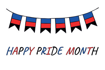 Obraz premium Colorful garland Polyamory pride flag Happy pride day LGBTQIA community Pride Month Vector hand drawn doodle for posters, stickers, logo, cards