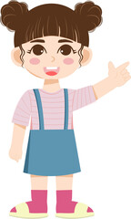 little girl cartoon with cute outfit