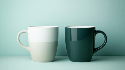 Obraz premium Two Mugs on Teal Background