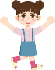 little girl cartoon with cute outfit